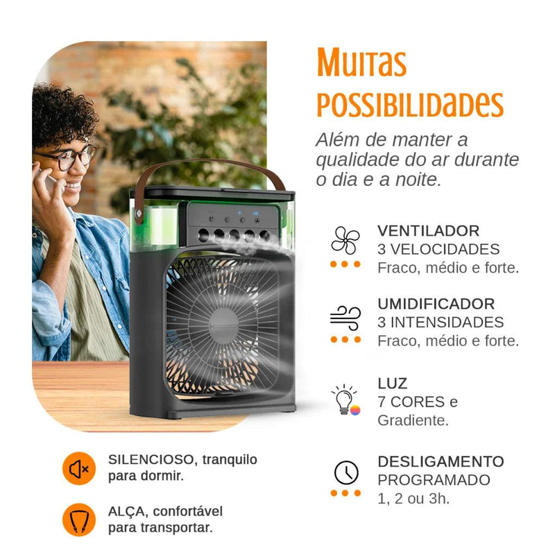 Mini Ar Condicionado e  Umidificador Portátil USB